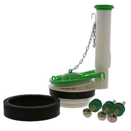 Jones Stephens 3in Plastic Flush Valve, Adjustable Overflow Tube, Flapper, 3in Tank to Bowl Gasket C05073A